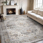 AMOAMI-Area Rug 6X9 Rugs for Living Room-Vintage Soft Grey Rugs for Bedroom-Non Slip Carpet-Machine Washable Rug for Dining Room Living Room Bedroom Office Under Table