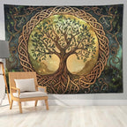 keowhsf Tree of Life Tapestry – Fantasy Forest Nature Landscape Wall Art with Mystic Green Aesthetic, Large Wall Hanging for Bedroom, Living Room, Home Decor