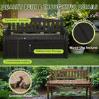 Greesum 80 Gallon Outdoor Storage Bench, Resin Patio Furniture with Armrest,Waterproof and UV-Resistant, Perfect to Garden, Poolside and Lawn, Dark Black