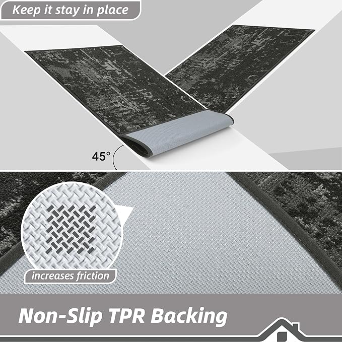 BEQHAUSE Dirt Trapper Door Mat 24"x36" Non-Slip Door Mats Washable Entryway Rugs Stain Resistant Doormat Absorbent Welcome Floor Mat for Front Back Door, Muddy Wet Shoes & Paws,Dark Grey