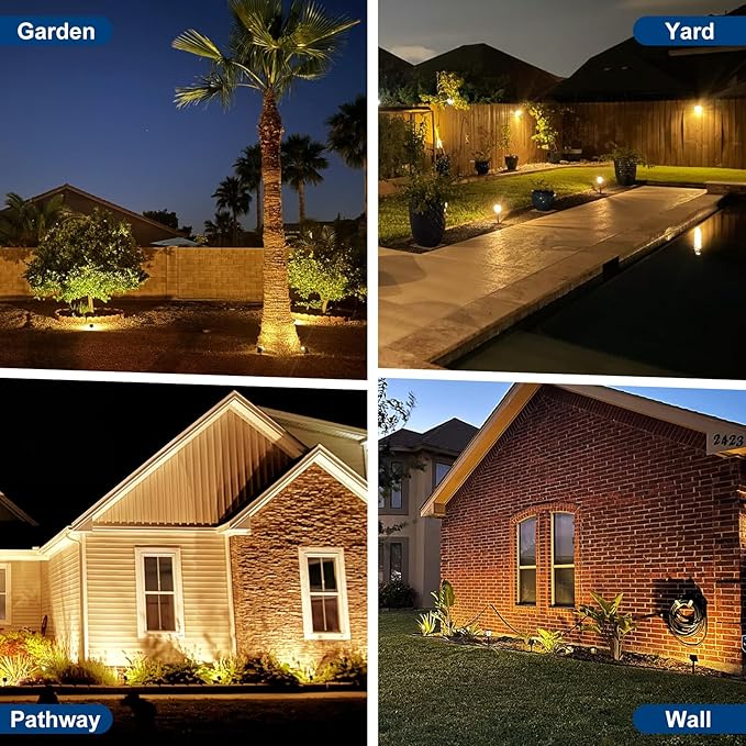 Solar Spot Lights Outdoor, 10 Pack Outdoor Solar Lights for Yard Waterproof, 4 Lighting Modes Solar Landscape Spotlights, Auto On/Off Solar Powered Flood Lights Garden Pathway(Warm White)