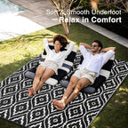 OLANLY Outdoor Rug 6x9 ft Waterproof, Outdoor Plastic Straw Rug with Geometric Pattern Clearance, Reversible RV Mat for Patio, Camping, Balcony, Deck, Backyard, Black & White