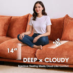 Modern Minimalist Chenille Modular Sectional Sofa, Oversized Couch and Loveseat Set with Thick Cushions, Upholstered Sofa for Small Spaces, Living Room, Bedroom, Office, Apartment(Orange,75" Loveseat)