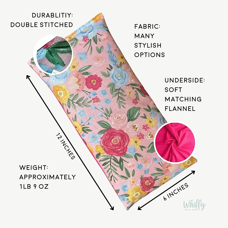 Large Microwave Heating Pad with Flax Seed, Scented or Unscented, Good For Back Pain or Cramps, Moist Heat Therapy or Ice Pack, Microwavable Bean Bag, 6" x 12" (Black Floral, Lavender & Peppermint)