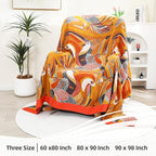 Boho Large Throw Blanket, 100% Organic Cotton Breathable Soft Bed Throw - Floral Bird Farmhouse Decor Blanket for Sofa Couch Chair Quilt and Gift. 60" x 80"- Colorful