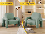 Modern Sherpa Accent Chair, Teddy Upholstered Arm Single Sofa, Cozy Fluffy Reading Chair for Living Room, Bedrooms, Corner (Mint Green)