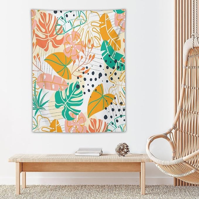 ICMOLYYENLO Tropical Palm Leaves Wall Tapestry, Wall Art for Room Decoration Beautiful Wall Hanging for Bedroom Living Room Dormitory Apartment 60x80 Inch