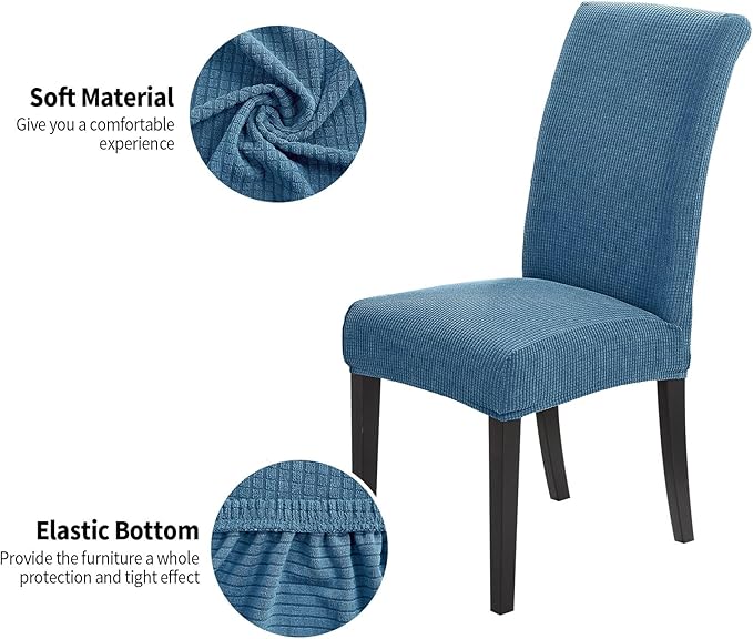 Joccun Chair Covers for Dining Room Set of 4,Chair Slipcovers Stretch Dining Room Chair Covers Seat Protector,Washable Parsons Chair Cover for Home,Hotel,Banquet(Dark Blue,4 Pack)