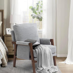 Modern Accent Chairs Set of 2 for Living Room Mid Century Arm Chairs Upholstered Bedroom Chairs Comfy Lounge Chairs with Solid Wood Frame, Grey