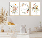 3Pcs Pink Flowers Canvas Wall Art In A Field Of Roses She Is A Wildflower Painting Picture Decor Watercolor Wreath Poster Print Artwork for Nursery living room Girls Room Home Decoration Unframed
