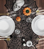 Halloween Table Runner,72 Inches Long Black Lace Spider Web Table Runners for Halloween Table Decoration/Party Dinner Table Decor,Kitchen,Mantel,Bedroom Decoration