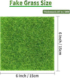 8 Packs 6 X 6 Inch Fake Grass Decor for Crafts, Artificial Grass for Dollhouse Miniature Ornament Projects, Model Turf Grass for DIY Fairy Garden Accessories and Decor Kit