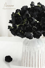 Floroom Ranunculus Artificial Flowers 18 Pcs Black Faux Silk Mini Ranunculus Bulk Fake Wedding Filler Flowers for DIY Bouquets, Centerpieces, Bridal Shower Decorations & Arrangements