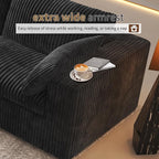 78.74" L Shaped Modern Sofa Modular Sectional Cloud Couch with Ottoman,Upholstered Couches with Plush Corduroy Fabric for Living Room Furniture,Bedroom and Apartment,No Assembly Required,Black