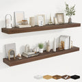fuqing Floating Shelves for Wall, Bathroom Shelf Wall Mounted for Storage, Shelves with Invisible Bracket for Bedroom, Kitchen, Living Room, Farmhouse Small Book Shelf, 55 Inch Set of 2, Walnut