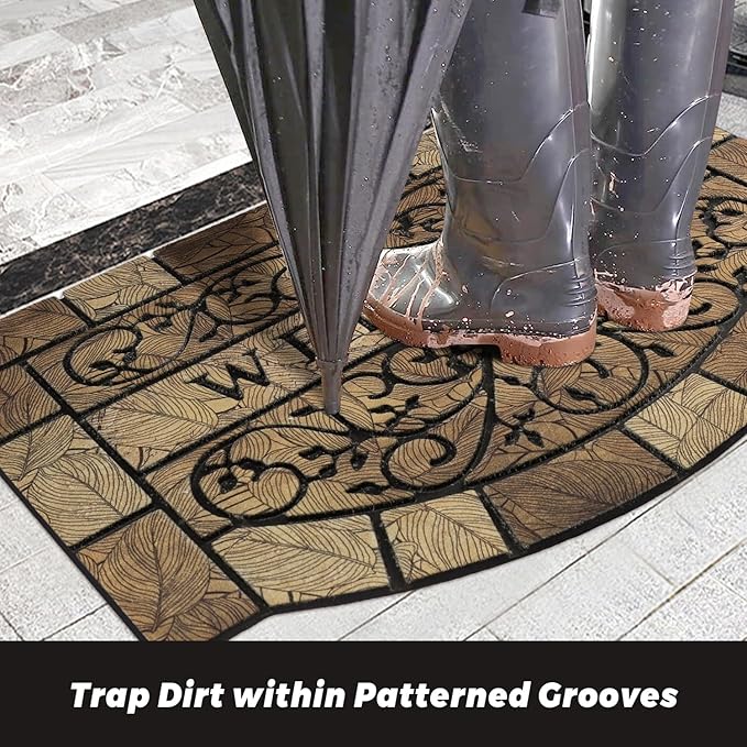 Durable Welcome Door Mats, 24"x36" Heavy-Duty Large Welcome Mat for Front Door with Non-Slip Rubber Backing, Door Mats for Outside Entry High Traffic Area（Leaves）