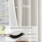 MIULEE 100% Blackout Curtains 120 Inch Long 2 Panels Set for Bedroom, Thick Faux Linen Black Out Curtain Room Darkening Back Tab Pleat Window Textured Drapes with Hooks for Living Room, Light Beige