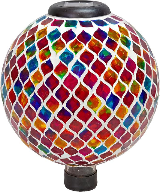 Sunnydaze 10-Inch Solar Gazing Ball for Garden - Glass Outdoor Gazing Globe - Summer Trellis