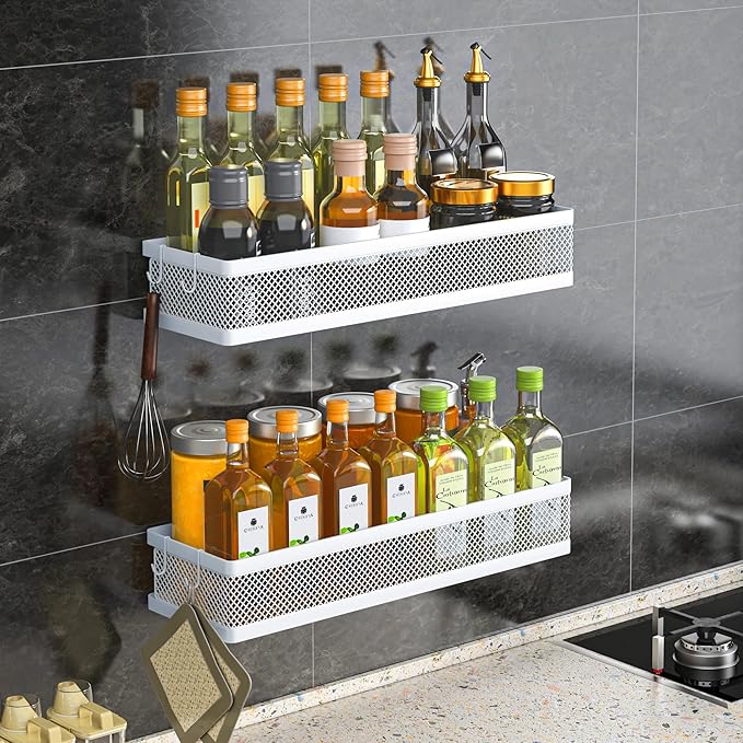 PUSDON Metal Wall Hanging Basket 2 Packs DIY Suitable for Multiple Scenes - Large White Netting