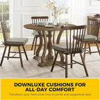 downluxe Indoor Chair Cushions for Dining Chairs, Soft and Comfortable Textured Foam Kitchen Chair Pads with Ties and Non-Slip Backing, 16" x 16" x 2", Khaki, 4 Pack
