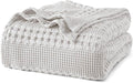 PHF 100% Cotton Waffle Weave Blanket Twin Size, Soft Lightweight Breathable Cozy Summer Blankets for Bed, Luxury Aesthetic Woven Bedding for Home Decor, 66"x90", Light Grey