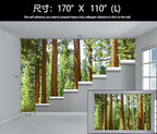 WFBHUA-Redwood Forest Wallpaper Green Woodland Tree Wallpaper for Bedroom Large Art Wall Murals for Living Room Office (Not Peel and Stick)