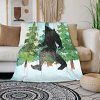 HGOD DESIGNS Sasquatch Watercolor Flannel Fleece Bed Blanket Throw Blanket Lightweight Cozy Plush Blanket for Bedroom Living Rooms Sofa Couch 40"x50"