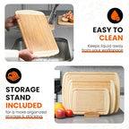 Bamboo Cutting Board Set – Charcuterie & Chopping Boards for Kitchen, Large & Small Sizes, Safe Cutting Boards for Meat, Cheese, Pizza – Home & Kitchen Gift Idea