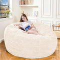 Large Bean Bag Chair, 5FT Giant Beanbag Chairs with Memory Foam Filled, Bean Bag Chairs for Adults, Ultra Soft Lazy Sofa for Living Room Bedroom (White)