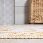 JONATHAN Y Vintage Filigree Indoor Outdoor Runner Rug 2X10 Cream/Yellow, Charleston Textured Weave for Backyard, Patio, Porch, Easy-Cleaning, High Traffic, Pet-Friendly, Non-Shedding (SMB106M-210)