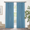 Macochico 100% Blackout Blue Linen Curtains 84 Inches Long Pinch Pleated Burlap Curtains for Bedroom Living Room Farmhouse Nursery Thermal Window Panels with Tieback 72”Wx84”L 1 Panel
