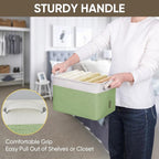 BALEINE 4 Pack Fabric Storage Bins for Shelves, Linen Storage Baskets for Organizing, Decorative Closet Bins for Clothes, Home (Green, 12"x8"x8")