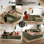 Modular Sectional Sofa Cloud Sectional Couch, 135" Comfy Fluffy L Shaped Olive Green Couches for Living Room, Deep Seat Memory Foam Plush Corduroy Boneless Couch Sectionals Right Facing Chaise Sofa