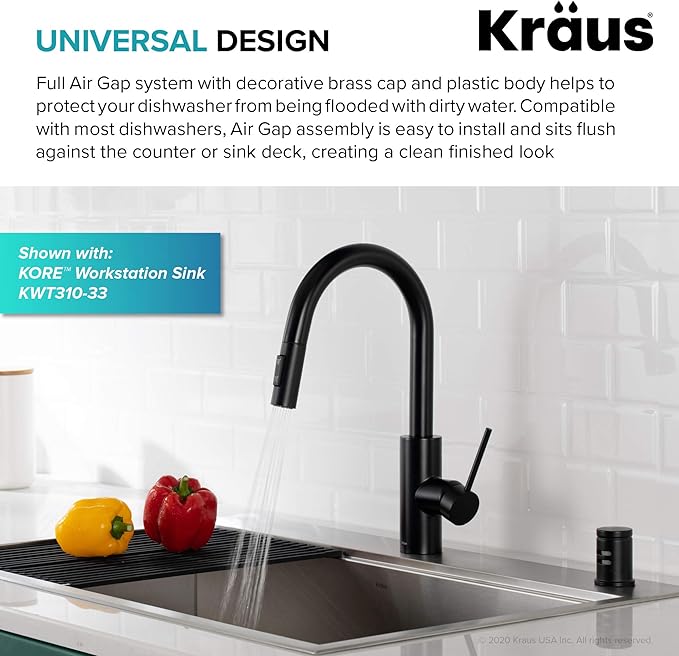 KRAUS Dishwasher Air Gap in Matte Black, KAG-1MB