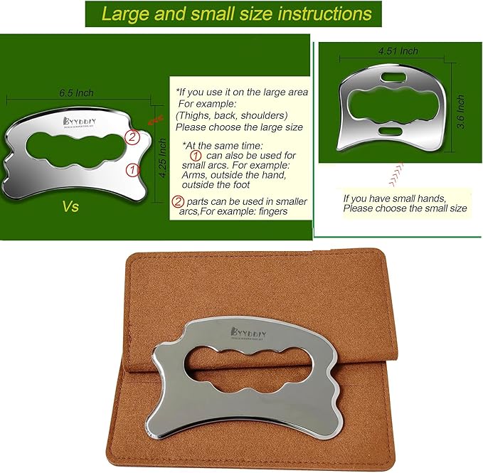 BYYDDIY Stainless Steel Massage Scraper Tool for Large Hands, Derma Edge Massage Tools,Gua Sha Scraping Tool for Physical Therapy,Muscle Scraper Tool (N)
