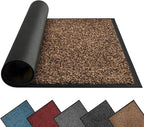 Mibao Front Door Mat, Dirt Trapper Welcome Mat for Outdoor Indoor, Non-Slip Waterproof Doormat, Durable Machine Washable Low Profile Entry Rug for Back Door Outside Patio Porch, 32" x 20", Brown