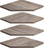 Corner Shelf Wall Mount, Corner Floating Shelves, Set of 4 Corner Wall Shelf Organizer, Rustic Wood Wall Storage Display Shelves for Living Room Bedroom Bathroom Kitchen, Rustic Grey