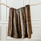 BATTILO HOME Luxury Brown Faux Fur Blanket Thick Warm Elegant Cozy Fuzzy Throw for Couch, Bed, Sofa Fluffy Blankets Decorative Reversible to Plush Velvet, 50"x60"