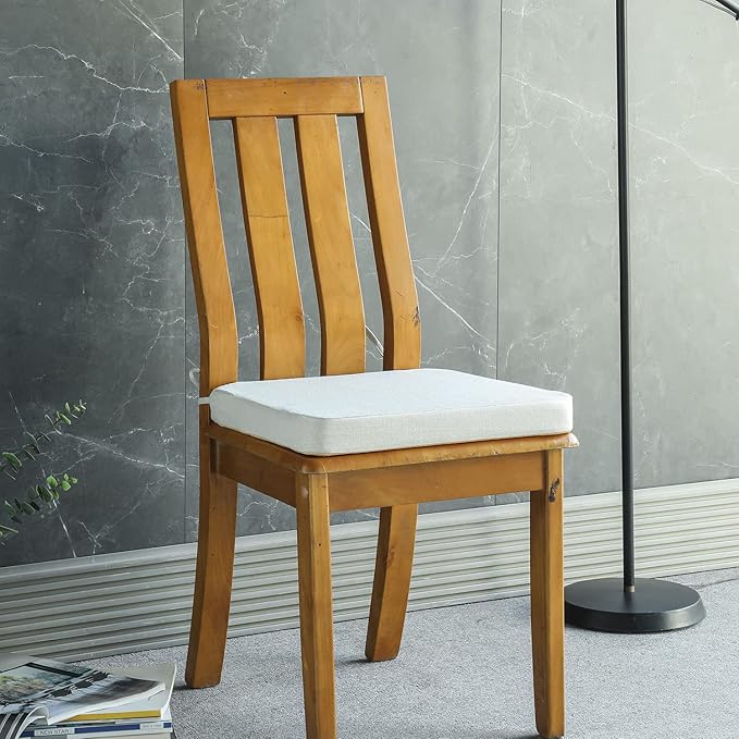 Chair Cushion for Dining Chairs with Ties 4 Pack Non Slip Memory Foam Kitchen Room Chair Pads 17x16 Inch, Beige