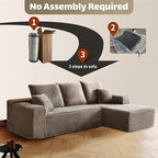 HYJT H&K Modular Sectional Sofa Cloud Couch, 107" Comfy L Shaped Sectional Couches for Living Room, Deep Seat Memory Foam Plush Fluffy Corduroy Boneless Couch Sectionals Right Facing Sofa Chaise Brown