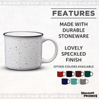 DISCOUNT PROMOS Ceramic Campfire Coffee Mugs 13 oz. Set of 10, Bulk Pack - Perfect for Tea, Espresso, Cappuccino, Hot Cocoa - White