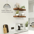 Floating Shelves for Wall, 16 inchs x 6.7” deep x 1.4” Bathroom Shelf Bedroom, Living Room, Kitchen, Farmhouse Decor, Rustic Wood Wall Shelves with Invisible Brackets - Set of 2, Rustic Brown