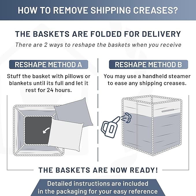 NaturalCozy 13 Inch Cube Storage Bins Cotton Rope Woven Baskets for Organizing 3-Pack | 13 x 13 Storage Cubes | Fabric Square Storage Baskets for Shelves Organizer, Kids Toy Bins, Closet Baby Nursery