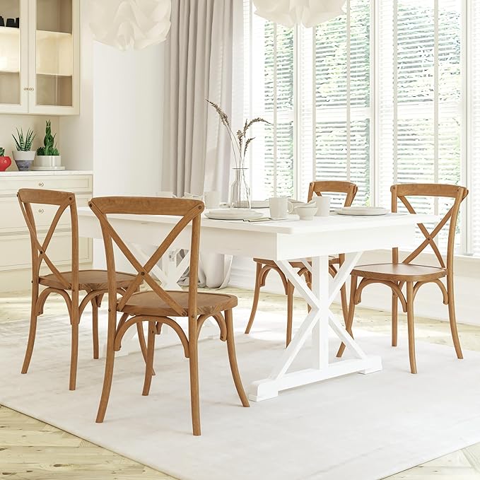 EMMA + OLIVER Light Brown X-Back Chair
