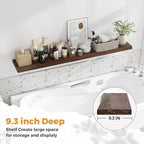 RICHFOCUS Live Edge Elm Floating Shelves - 55" W x 9.3" D Rustic Solid Wood Wall Shelves with Invisible Bracket, Wall-Mounted for Living Room, Bedroom, Kitchen Storage & Display, Set of 1, Walnut