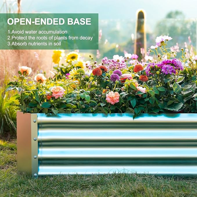 Land Guard 2 Pack 6×3×1ft Galvanized Metal Raised Garden Bed, Metal Planter Kit Box Outdoor for Deep-Rooted Vegetables, Flowers, Green and Herbs……