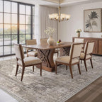 Washable Area Rugs for Living Room - 5x7 Neutral Vintage Distressed Floral Farmhouse Boho Large Soft Floor Rug Indoor Non Slip Carpet for Living Room Bedroom Dining Room Office -Brown/Beige