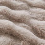 Lotus Karen Faux Fur Throw Blanket Linen - 800 GSM Bubble Rabbit Fluff Blanket for Couch Bed Sofa,Softest Fluffy Fuzzy Cozy Blanket,Thick Furry Plush Shaggy Warm Blankets for Women,60x80 Inches