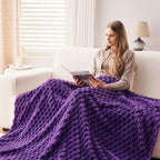 NEWCOSPLAY Super Soft King Blanket Purple Premium Silky Flannel Fleece 3D Clouds Stylish Jacquard Lightweight Bed Blanket All Season Use 350GSM (Purple, King(90"x110"))