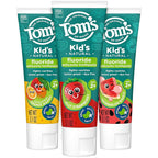 Tom's of Maine Anticavity Kids Natural Toothpaste Variety Pack, Strawberry, Orange Mango, Watermelon Flavors, Kids Toothpaste with Fluoride, Safe for Ages 2 and Up, 5.1 oz (Pack of 3)